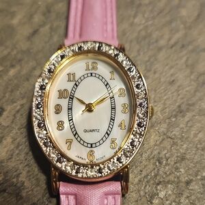 Avon Pink Strap Watch with Gold-Tone Case